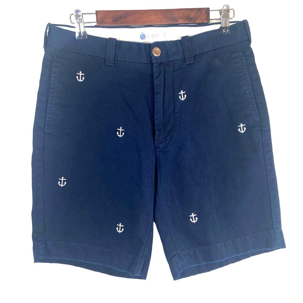 J.Crew Anchor‎ Embroidered Shorts Men’s 31 Navy Blue Nautical Sailing Preppy